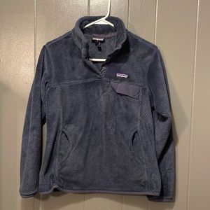 Patagonia Synchilla Blue Quarter Button Down Furry Pullover Jacket Sweater